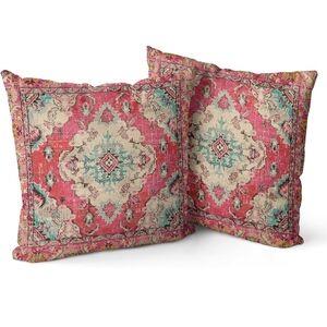 Pink and Red Decorative Boho Style Pillow Covers s/2